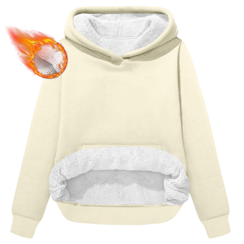 Women's Fashionable Casual Long-Sleeved Top With Fleece Thickened Hooded Sweatshirt