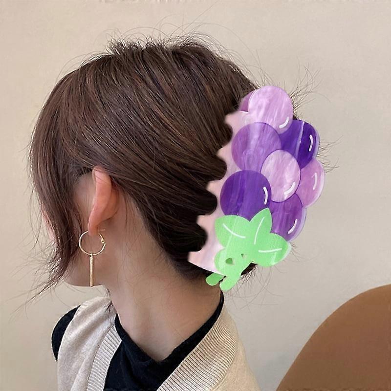 Fruit Theme Acrylic Hair Claw Clip Ponytail Holder For Women Vacation Daily Wear