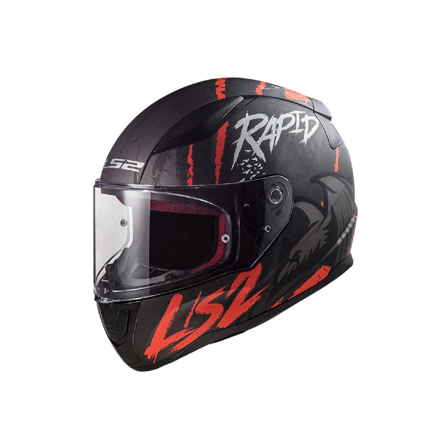 

Rapid Raven Matte Black-white-red helmet
