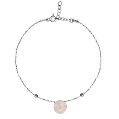 [R3007] - Armband Silber 'Meghan' rosafarbenes Silber-Quarz (Rhodium) - 8mm