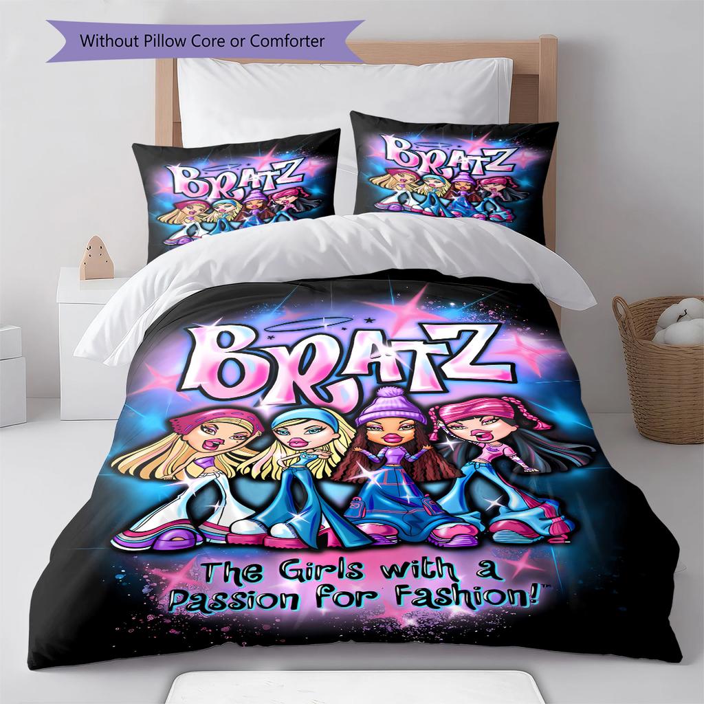 Bratz Pattern Bedding,Quilt Set Quilt Cover Pillowcase Home Birthday Gift (1 * duvet cover + 2 * pillowcase, without core)