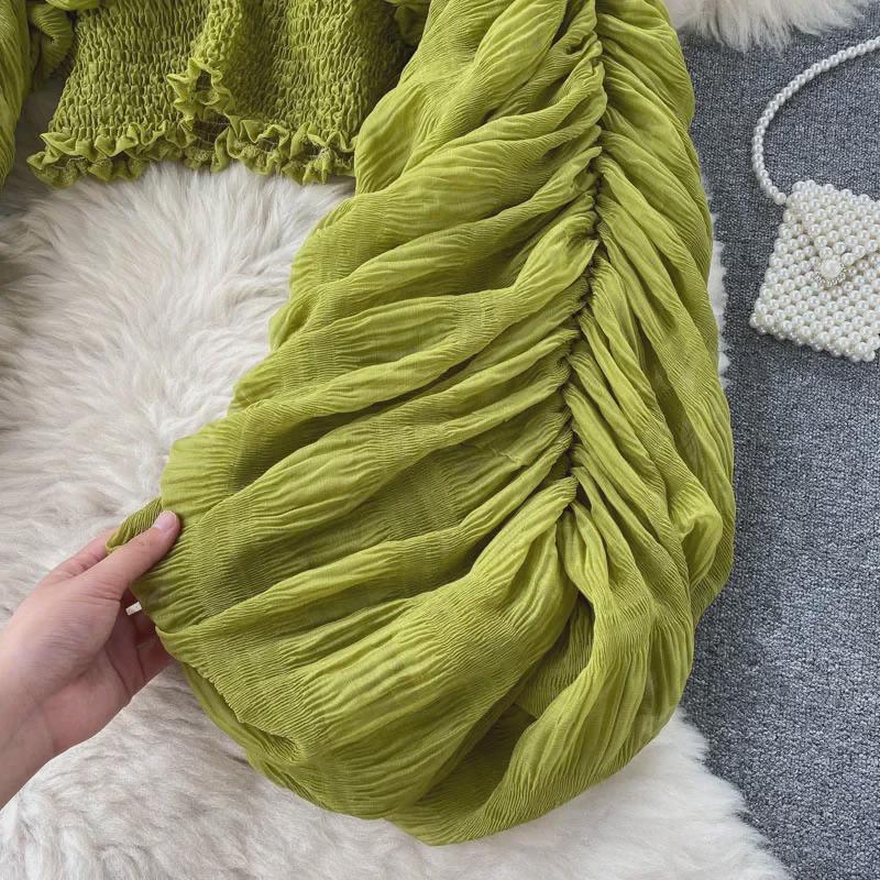 Women's Chiffon Puff Sleeve Top – European & American Design, Slim Fit, Fashionable & Versatile