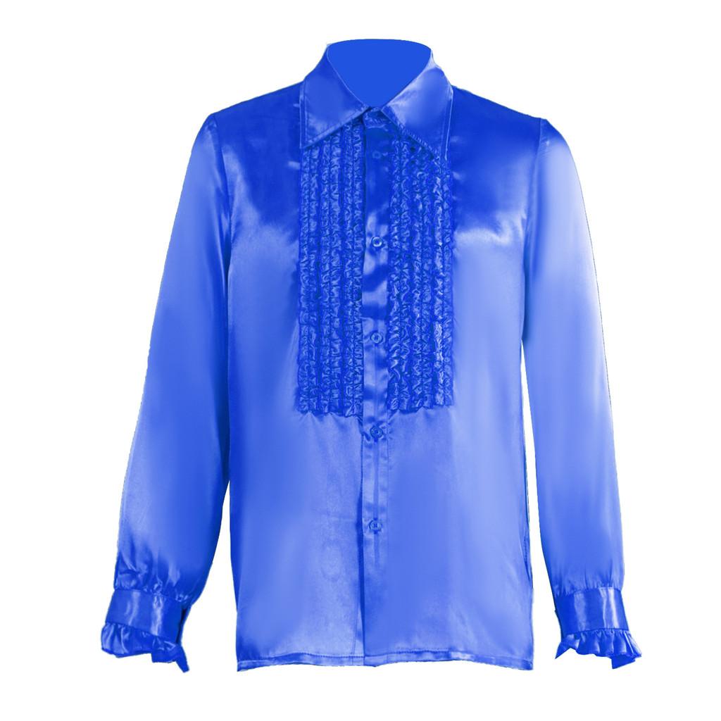 Polyester Satin Ballroom Performance Shirt For Men And Women With Ruffle Details For Halloween Stage Shows