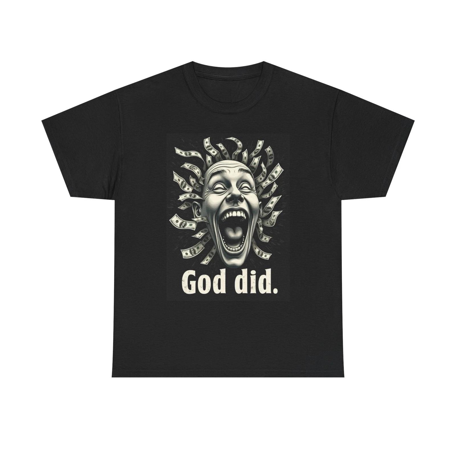God Did Graphic T Shirt Retro Money Banks Head Medusa Unisex Heavy Cotton Tee M