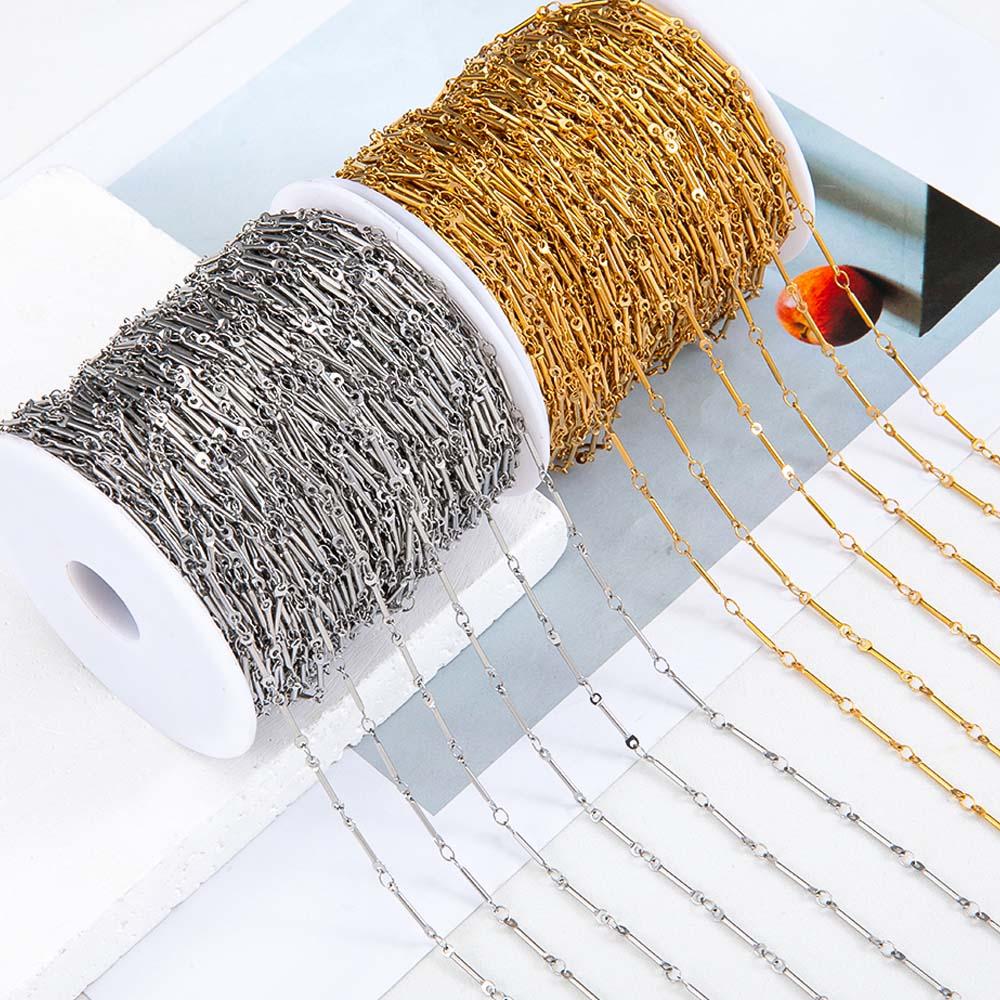 1M Stainless Steel 13mm Thin Stick Splicing Chain Gold Color Silver Color Link Chains DIY Necklace Handmade Craft Jewelry Making