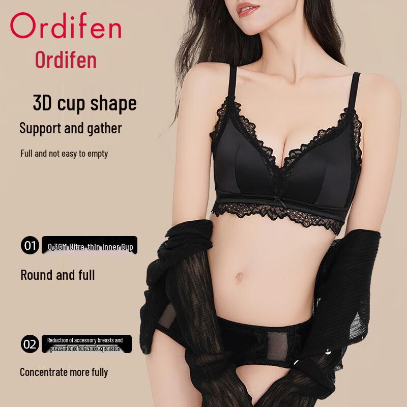 Oudifen Women's Seamless Lace Wireless Push-up Bra