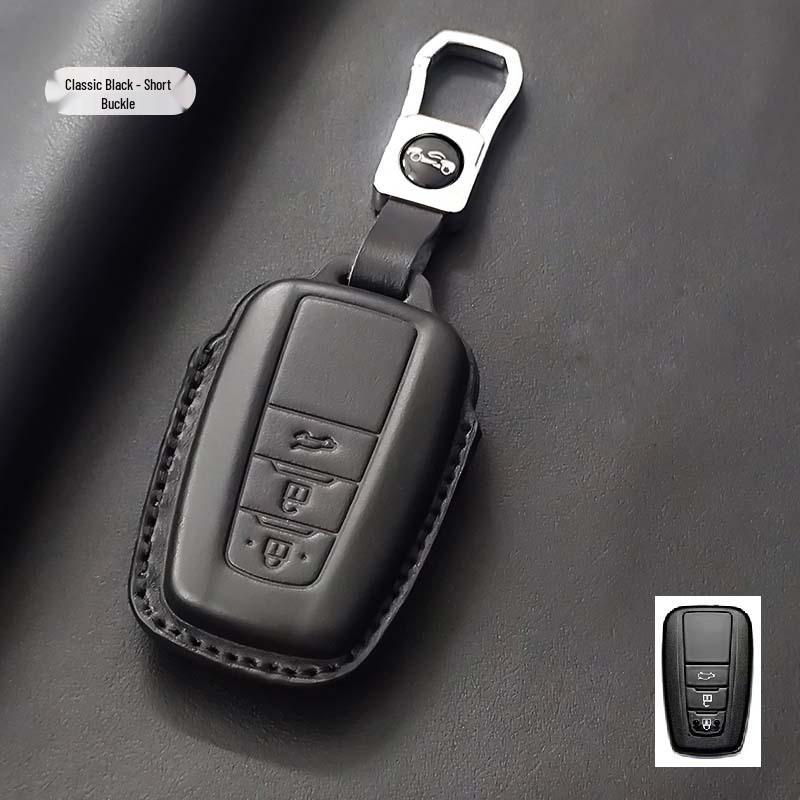 Genuine Leather Key Cover for Toyota: Compatible with Corolla, Camry, Avalon, Land Cruiser, and RAV4.