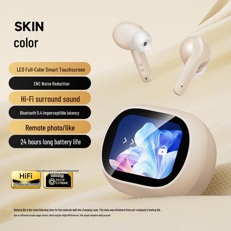 2025 AI Translation Bluetooth Earphones with Color Screen, Built-in App, Long Battery Life, Type-C In-Ear Wireless.