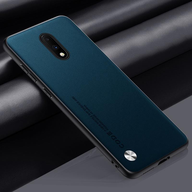 Luxury PU Leather Case For OnePlus 7 Back Cover Matte Silicone Shockproof Full Protection Phone Case For One Plus 7 OnePlus7