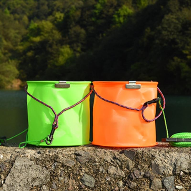 Fishing Tackle Hanging Buckle Nylon Braided Rope Bucket Colorful Fishing Fish Box Portable EVA Bucket Fishing Accessory
