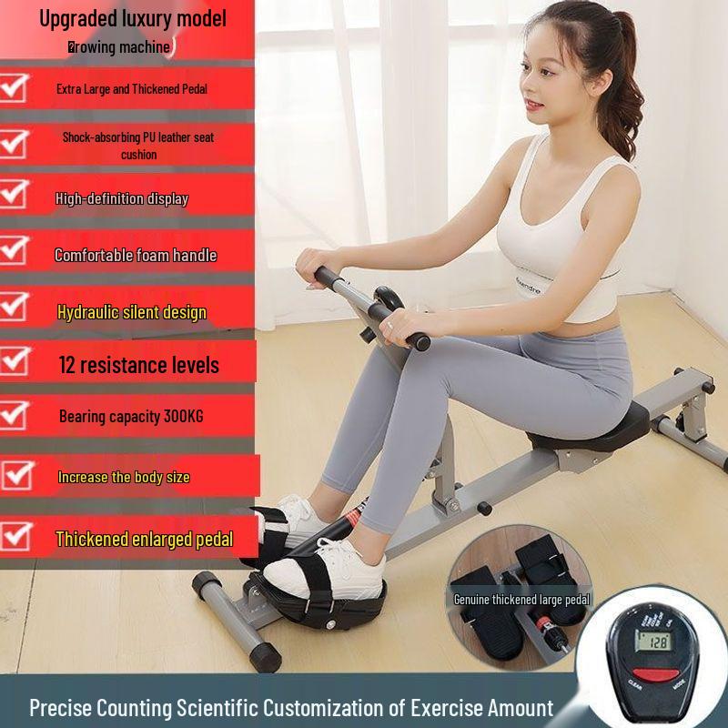Magnetic Rowing Machine: Hydraulic, Water & Air Resistance Leg Strength Trainer for Family Fitness