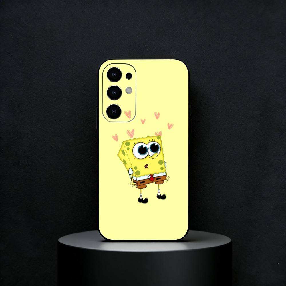 Cartoon S-Spongebob Phone Case For Samsung S25,S24,S23,S22,S21,S20,Ultra,Plus,FE Black Soft Cover Samsung S24Plus