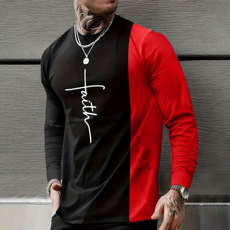 Vintage T Shirt 3D Simple Cross Print Casual Long Sleeve Men's Loose O Neck Comfortable Sweatshirt European Clothing 5Xl