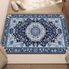 Vintage Persian Area Rug Blue Floral Medallion Carpet Traditional Oriental Floor Mat for Living Room Bedroom Home Decor