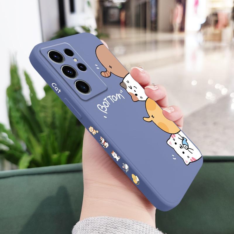 Cat Litter Phone Case For Samsung Galaxy S25 S24 S23 S22 S21 S20 Ultra Plus FE S10 Note 20 ultra 10 9 Plus Cover