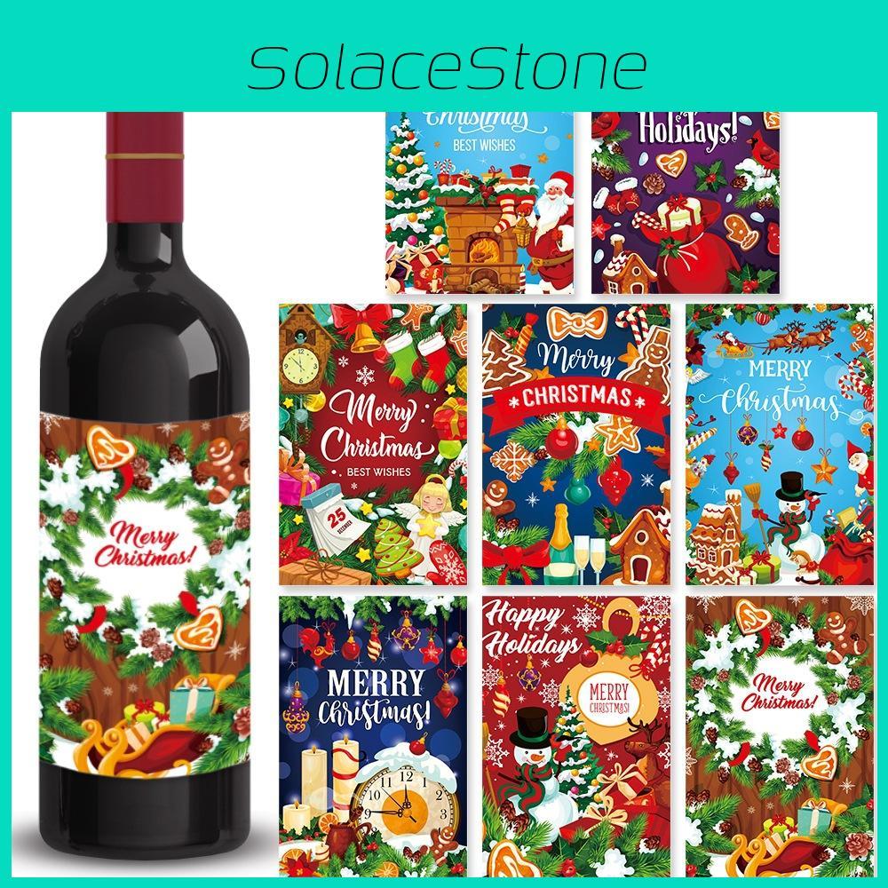 Beverage Party Christmas Bottle Stickers Snowman Holiday Decoration Supplies