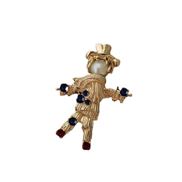 Retro Scarecrow Needled Pearl Accessory Brooch