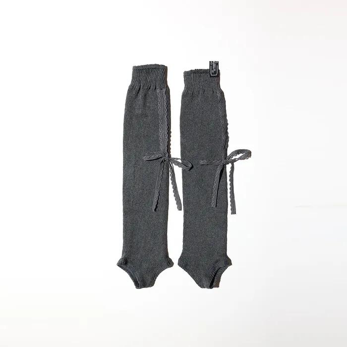 LACE RIBBON LEG WARMER - GRAY