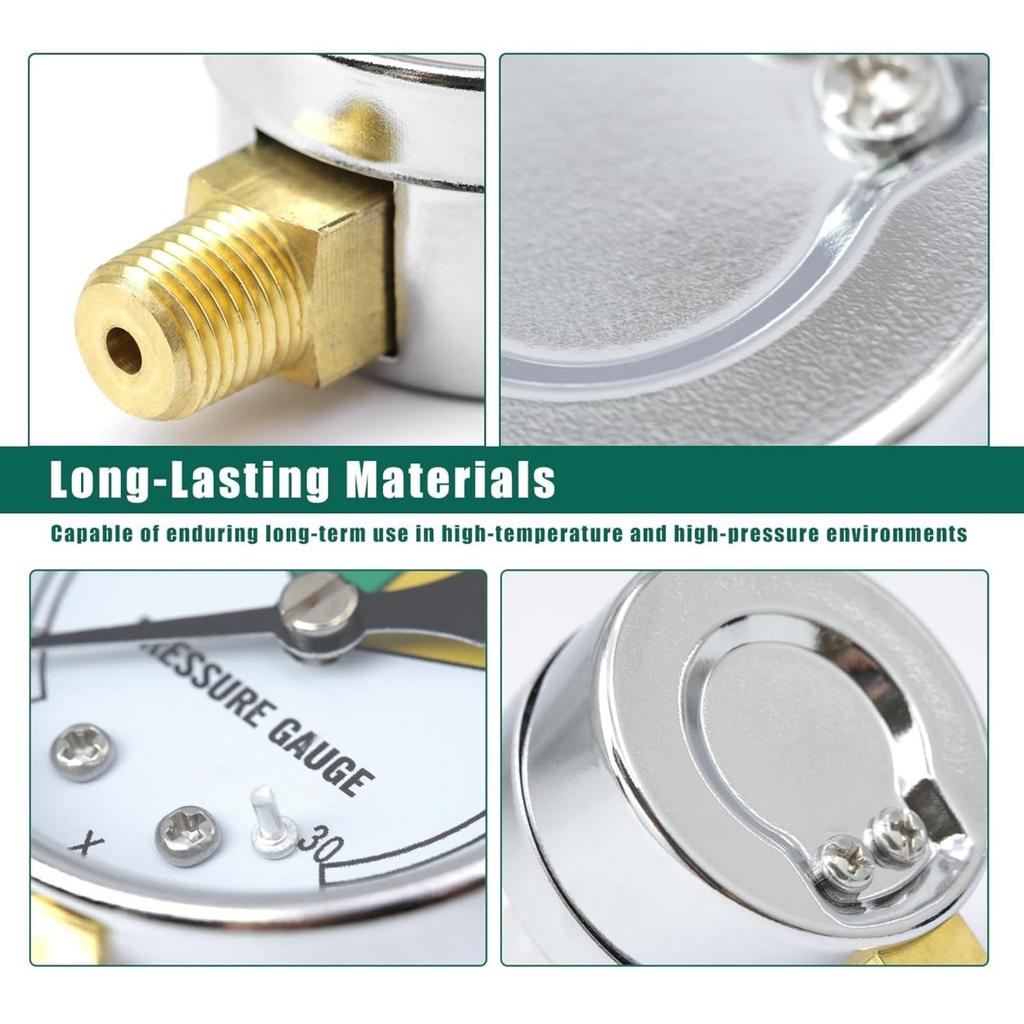 High Precision Pressure Gauge 0-30PSI Cooker Monitoring Instrument Stainless Steel Texture Suitable for Safe Monitoring