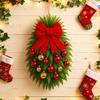 1/2Pcs Christmas Teardrop Swag Wreath with Norfolk Pine Greenery Stairway Swag Red Bow Balls Winter Xmas Hanging Garland Decoration