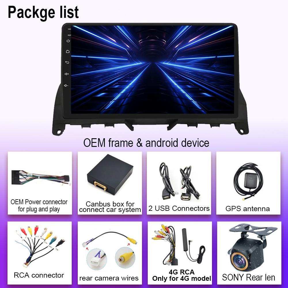 CARPLAY Radio Android For Mercedes Benz C Class 3 W204 S204 2007-2010 DVD GPS Automotive Multimedia Touch Screen Stereo Wifi BT