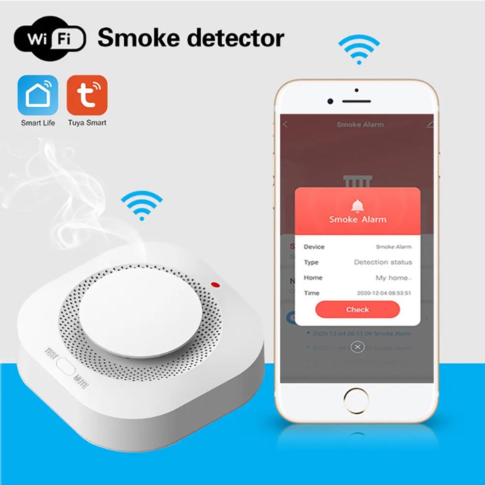 Дымовой извещатель Graffiti WiFi с удаленным оповещением через приложение - Совместим с Tuya Zigbee WiFi Smoke Alarm (No Battery)