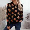 Loose Knitwear Vintage Print Pullover Top Long Sleeve O Neck for Autumn Winter Sweater