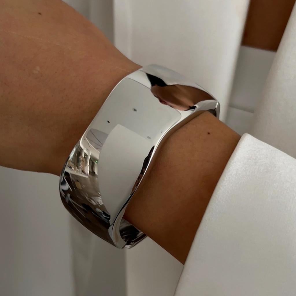 IngeSight.Z Exaggerated Irregular Heavy Metal Wide Bangle for Women Personality Trend Leaves Opening Bracelet Punk Party Jewelry