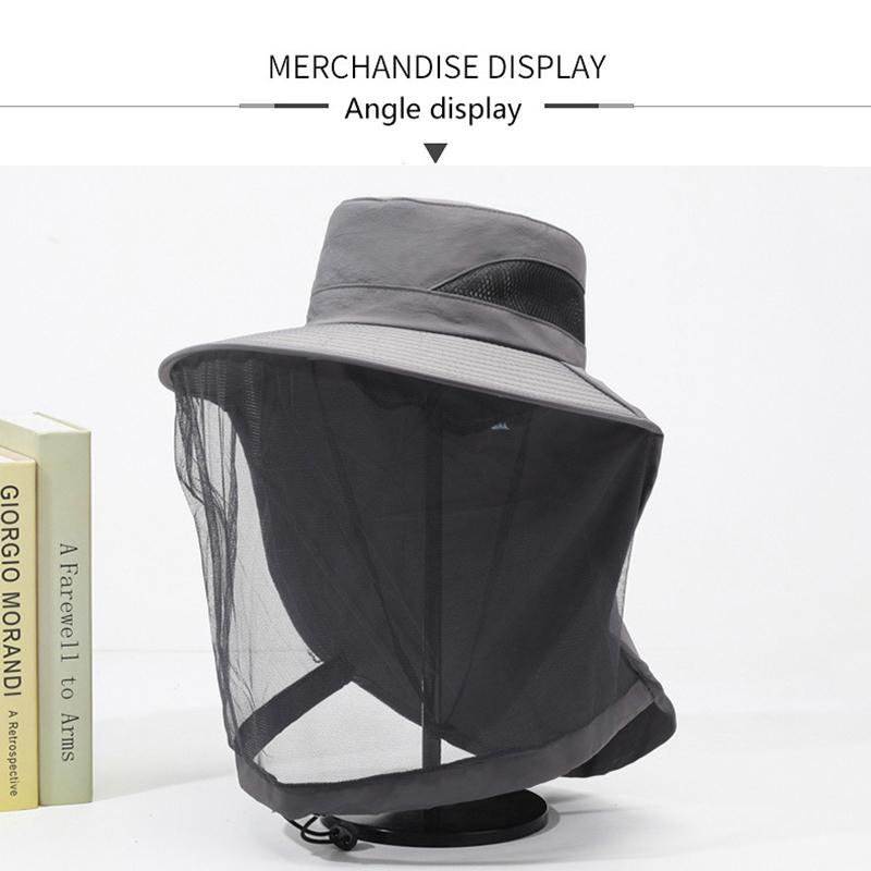 Chapeau Moustiquaire Pliable Unisexe avec Filet Caché Répulsif UV Protection Insectes Abeilles Visière Extérieure Chapeau Bob Casquette de Pêche