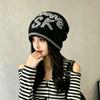 Jacquard Letter Beanie Knitted Hat Windproof Bucket Hat Versatile Beanies Hat Autumn Winter