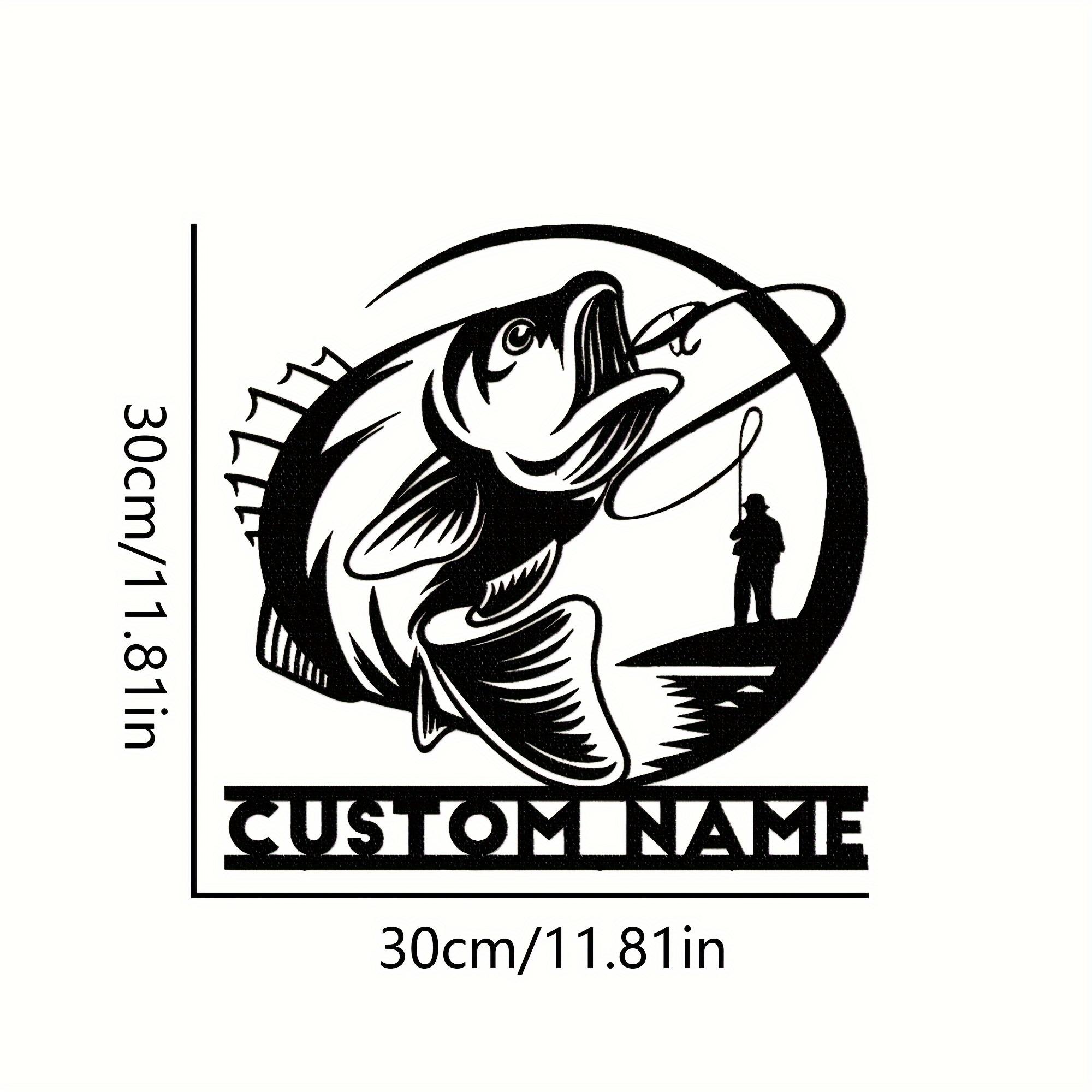 Unique 1pc Custom Metal Wall Art Fishing Theme Personalized Surname Sign Home Decor Gift