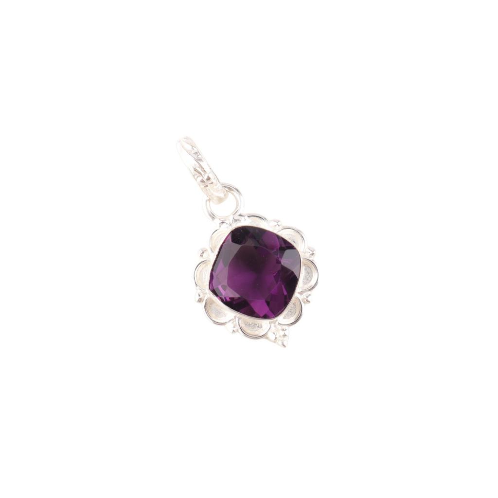 Natural Amethyst Gemstone 925 Solid Silver Jewelry Handmade Small Pendant 1.50" PP-2-2