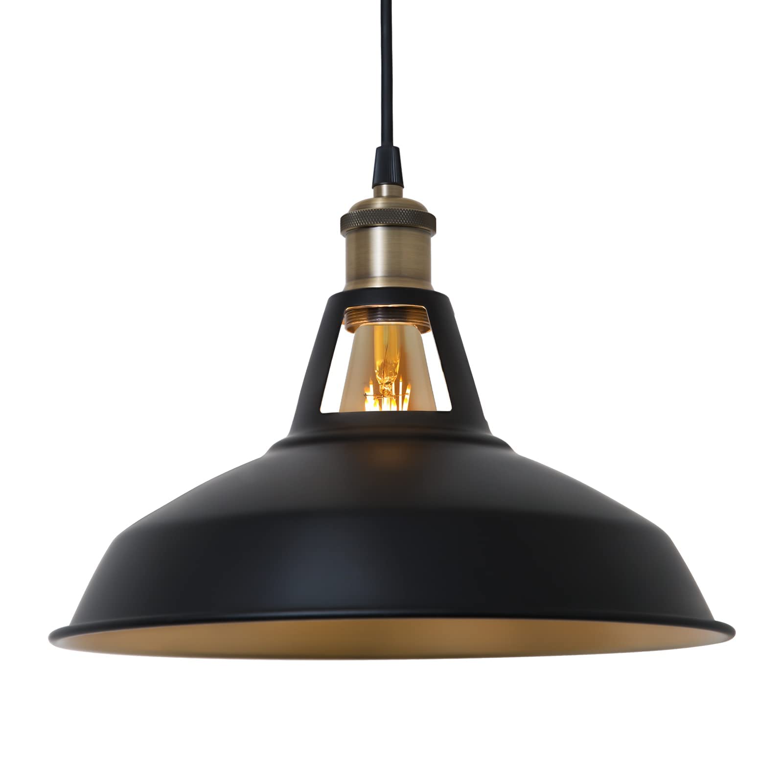 

Haian Support Retro Pendant Light, E26 Ceiling Mount, Single Light, Black, LED Bulb Compatible (Bulb Sold Separately), Nordic Industrial Iron Design,
