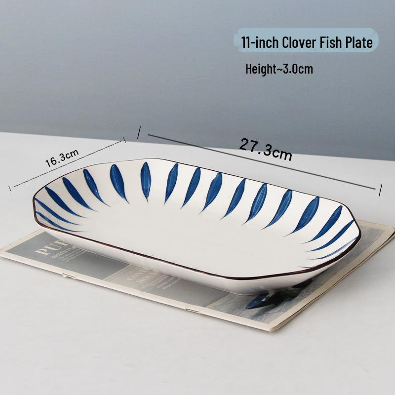 

Sheng Bangrong Double-Eared Ceramic Fish Plate - New Style Steamed Fish Dish