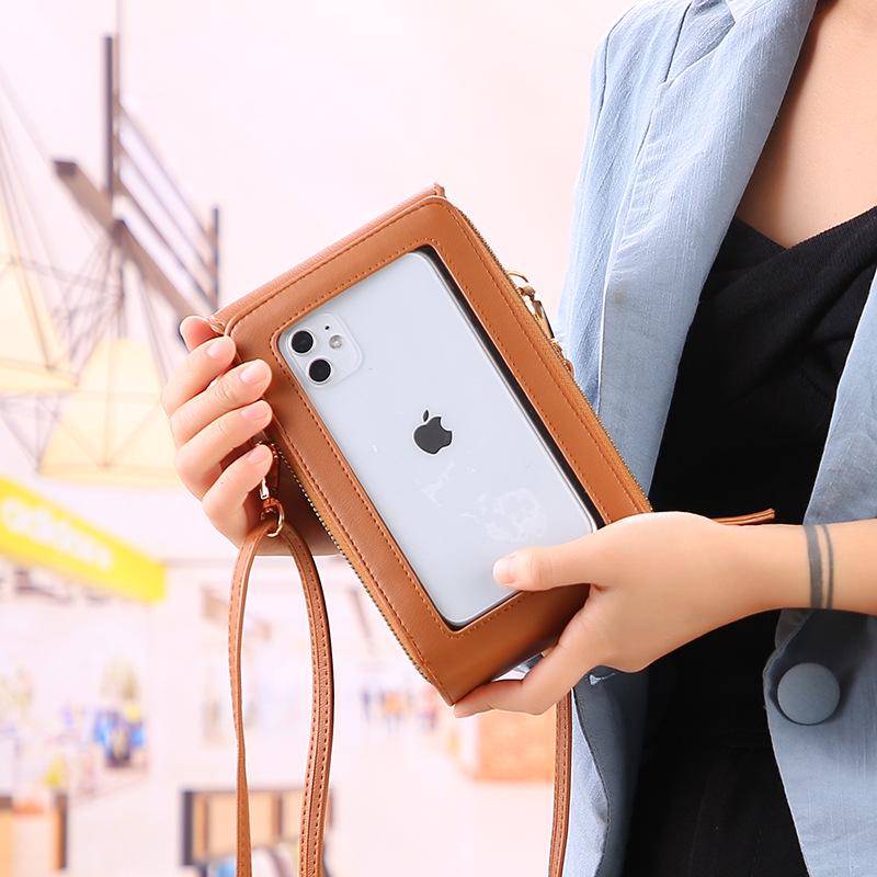 Women's Cute Crossbody Touchscreen Phone Bag – Fashionable Vertical Small Mobile Phone & Wallet Holder