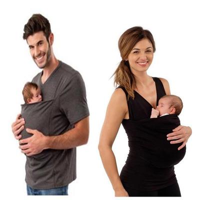 Pull d'allaitement multifonctionnel Maman et Papa Kangourou T-shirt décontracté à col rond