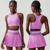 Sports Fitness Yoga Wear Suit Female Exposure-Proof Skirt Pocket Tennis Skirt Quick-Drying Shockproof Beauty Back Exercise Bra