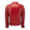SKINOUTFIT Men's Motorcycle Leather Jacket Genuine Red Lambskin Café Racer Biker Outerwear
