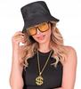 Rapper Gangster Hiphop Dollar Glasses Necklace Hat Signet Ring Set