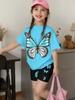 2-Piece Summer Children's Comfortable Cute Butterfly 3D Print Short Sleeve Shorts Set for Boys and Girls Casual Home Outdoor Set
