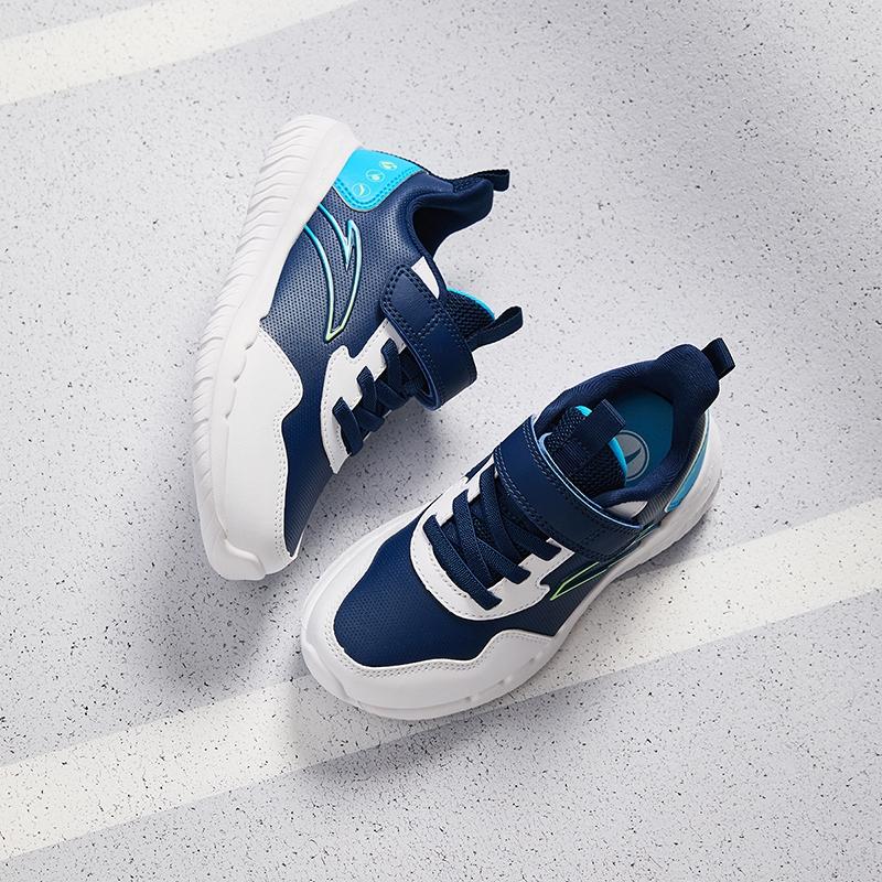Anta Kids Vitality Comfortable Versatile Lightweight Shock Absorbing Low Top Running Shoes Kids Running Shoes White Blue A12439968-6