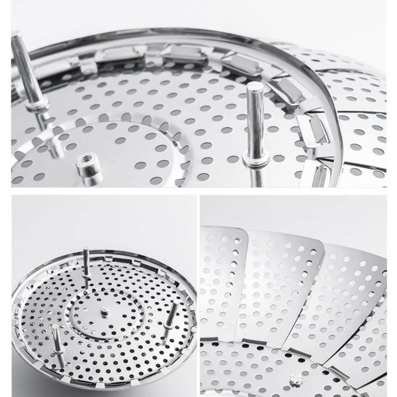 HANYANG Practical Stainless Steel Lotus Adjustable Folding Tray Various Magic Fruit Plate Telescopic Folding Steamer Tray
