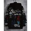 3D digital printing street graffiti style letter pattern hooded sweatshirt fashion trend casual children's clothing
