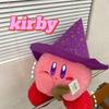 Qd New Star Kirby Magician Plush Toy Cute Flying Broom Halloween Edition 33cm