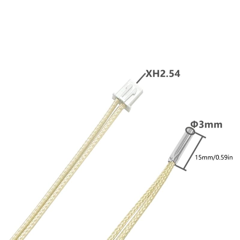 PT1000 Heat Resistant Thermistor, 3x15mm 400℃ Temperature Thermal Resistor for Stable 3D Printing