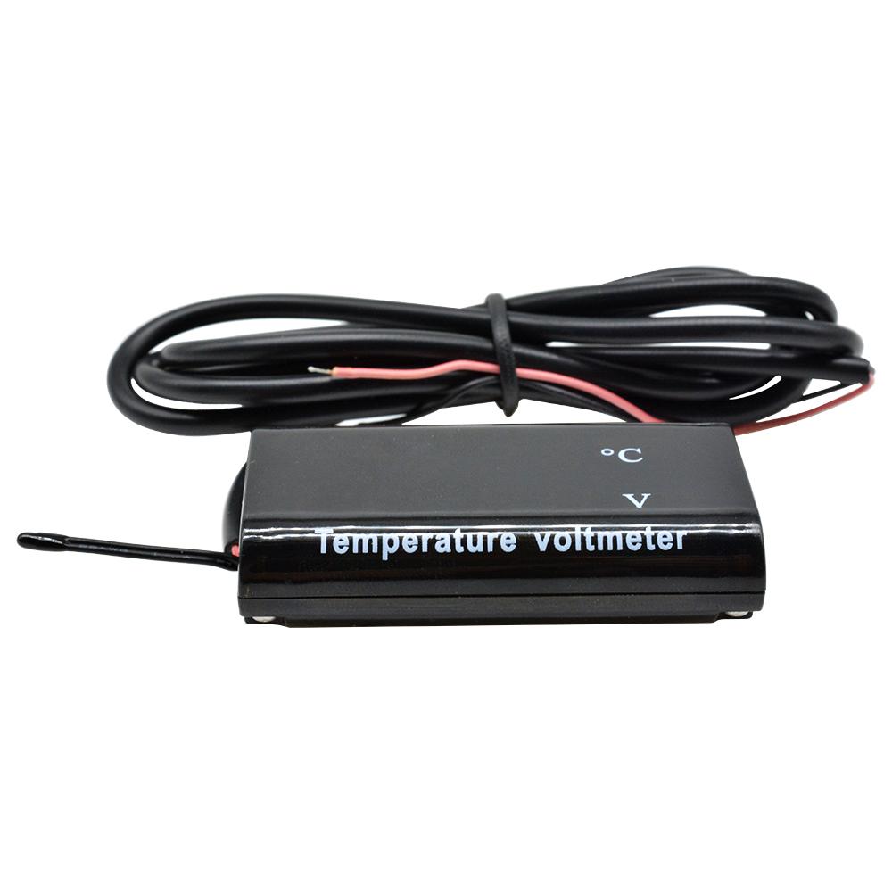 DC 12V 0.28 inch Dual Display LED Digital Temperature Sensor Voltmeter Thermometer Voltage Meter Tester For Car Motorcycle