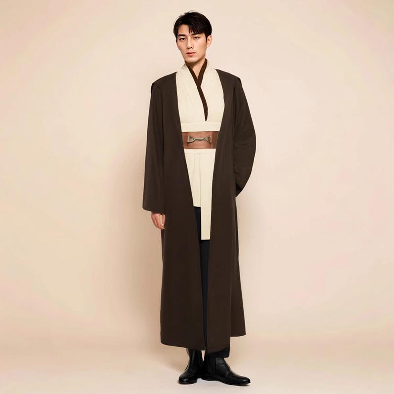 Men's Costume Robe Male Jedi Knight Tunic Costume Hooded Full Set Halloween Cosplay Cloak