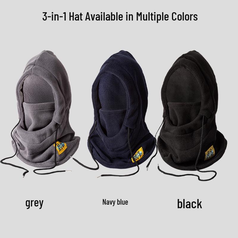 Unisex Warm Cotton Hat & Scarf Set: Cold-Weather Neck and Ear Protection, Windproof Face Mask for Outdoor Cycling