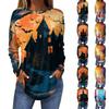 Women's Loose Round-neck Vintage Halloween Print Long-sleeved T-shirt Pullover Shirt