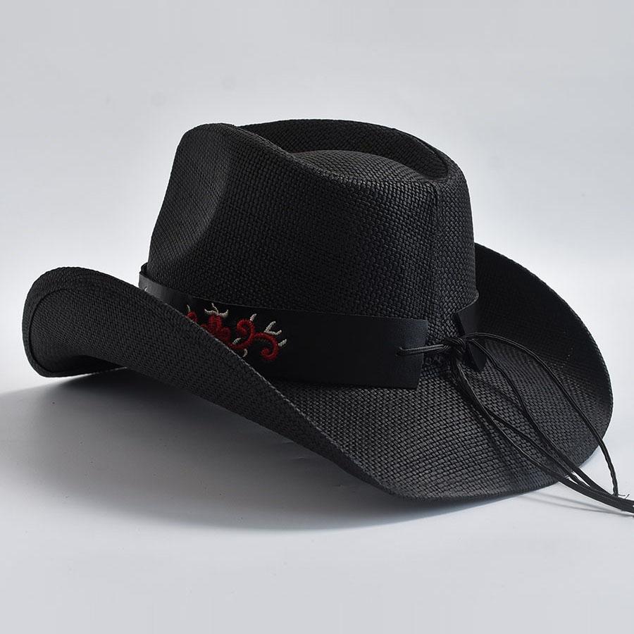 Słomkowe Kapelusze w Stylu Zachodnim dla Mężczyzn Kobiet Vintage Zwijane Brzegi Kapelusz Cowgirl Jazzowy Letni Plażowy Kapelusz Przeciwsłoneczny Sombrero Homebre